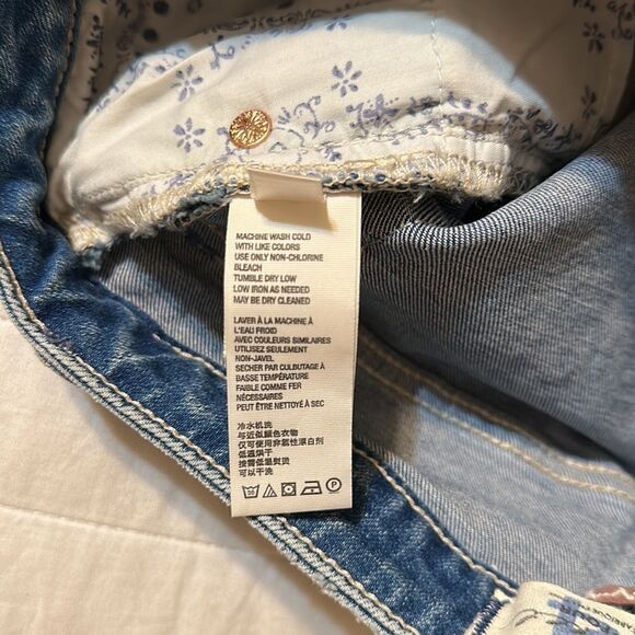 free people 24 crvy High Rise Blue Distressed Raw Fringe Hem Denim Shorts - Picture 13 of 14